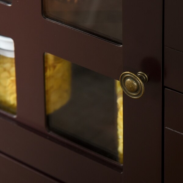 HOMCOM Kitchen Sideboard Serving Buffet Storage Cabinet Cupboard with Adjustable Shelves, Glass Doors, for Dining, Living Room