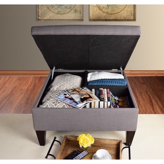 MJL Furniture Manhattan Espresso Fabric Upholstered Organizational Cocktail Ottoman Table