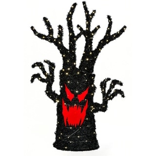 48" Pre-Lit Frightening Face Halloween Tree