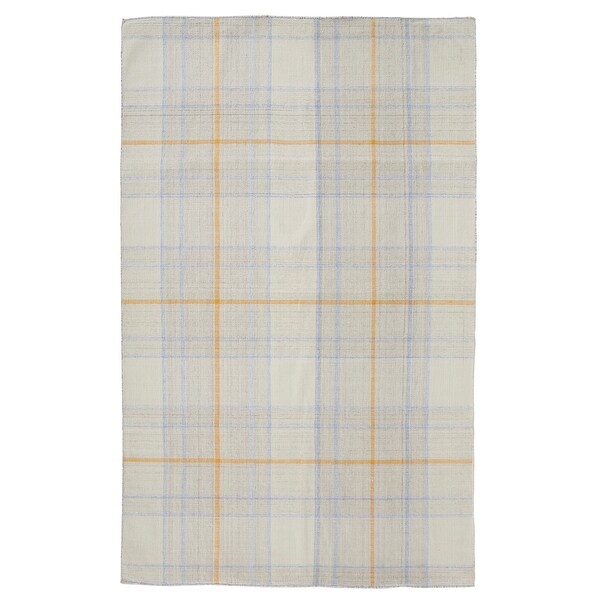 Moya Modern Farmhouse Plaid Rug, Beige/Tangerine Orange, Runner