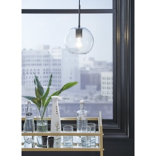 Signature Design by Ashley Cordunn Clear/Black Finish Glass Pendant Light - 9"W x 9"D x 15"H