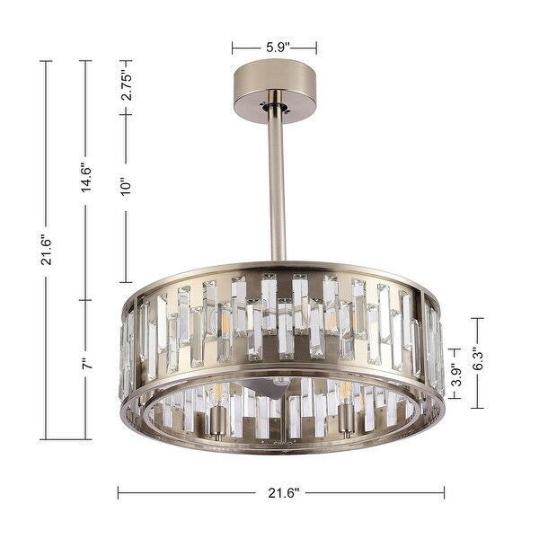 20 Inch Caged 5-Blade Ceiling Fan Chandelier with Remote