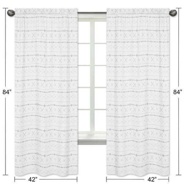 Sweet Jojo Designs Grey White Boho Tribal Forest Gray Woodland Forest Friends Boy Girl 84-in Window Treatment Curtain Panel Pair