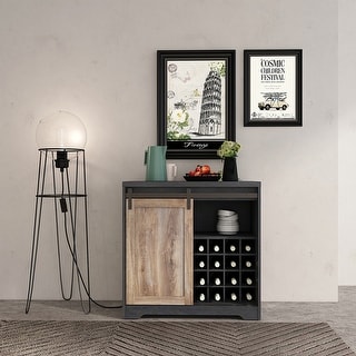 31 Inch Black Farmhouse Style Cabinet with Sliding Barn Door