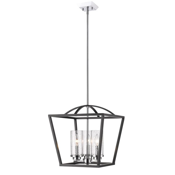 Golden Lighting Mercer Black Seeded Glass 3-light Pendant