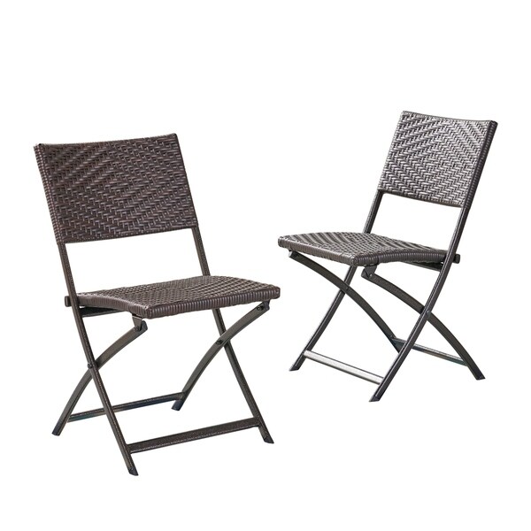 Christopher Knight Home El Paso Outdoor Brown Wicker Folding Chair (Set of 2)