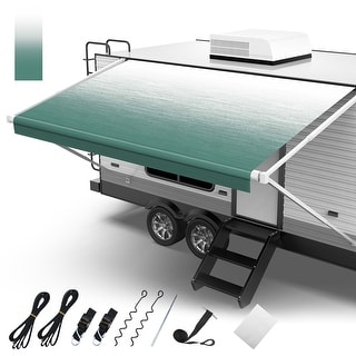 RV Awning Fabric Replacement - Universal Outdoor Canopy for Camper, Trailer, and Motorhome Awnings - Green Fade