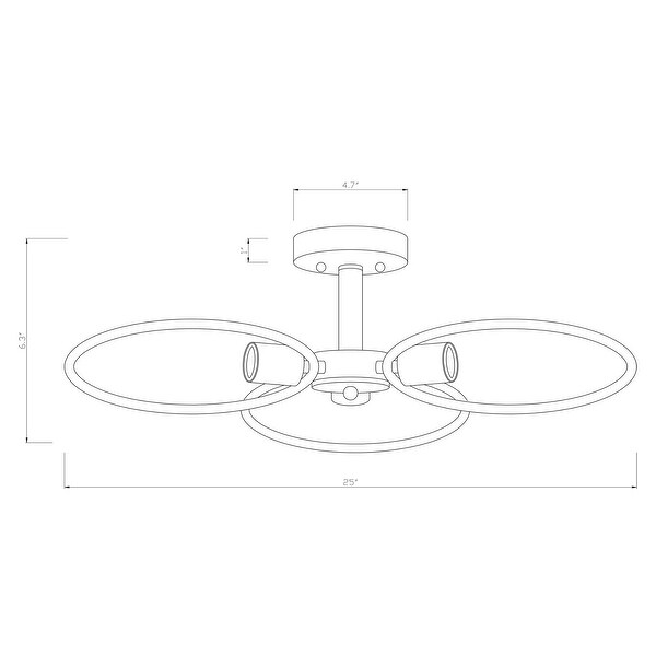 Lucina Semi Flush Mount Ceiling Light Matte Black Finish 3-Light - N/A