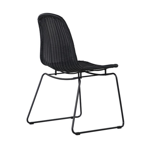 Outdoor 2 Pieces Wicker Dining Chair Set