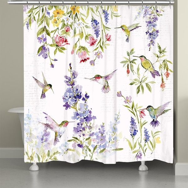 Laural Home Hummingbird Floral Shower Curtain 71x72