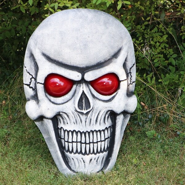 Haunted Hill Farm 2.5-ft. Skeleton Skull with Glowing Red Eyes, Battery Operated Halloween Decoration Covered Outdoor Display