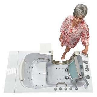 Ella Elite 30"x52" Acrylic Hydro Massage Walk-In Bathtub with Inward Swing Door, 5 Piece Fast Fill Faucet, 2" Dual Drain