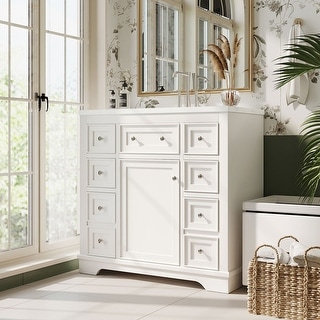 36" Bathroom Cabinet Vanity with/without Sink Combo, Bathroom Storage Cabinet with 6 Drawers and One Cabinet