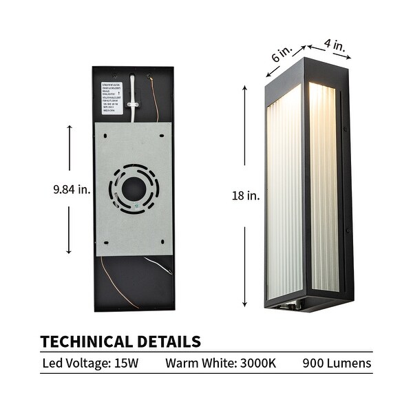 18" Outdoor LED Wall Light with Frosted Glass