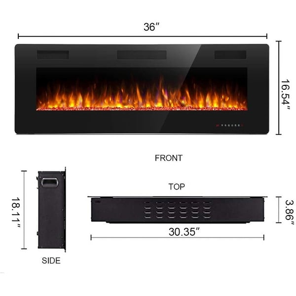 50"-60" Recessed and Wall Mounted Electric Fireplace,750-1500W
