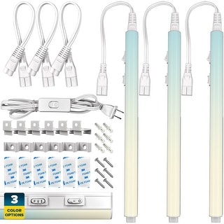 Sunperian LED Under Cabinet Light Kit 12" Plug In 30W Linkable 3 Color Option 3000K/4000K/5000K Damp Rated