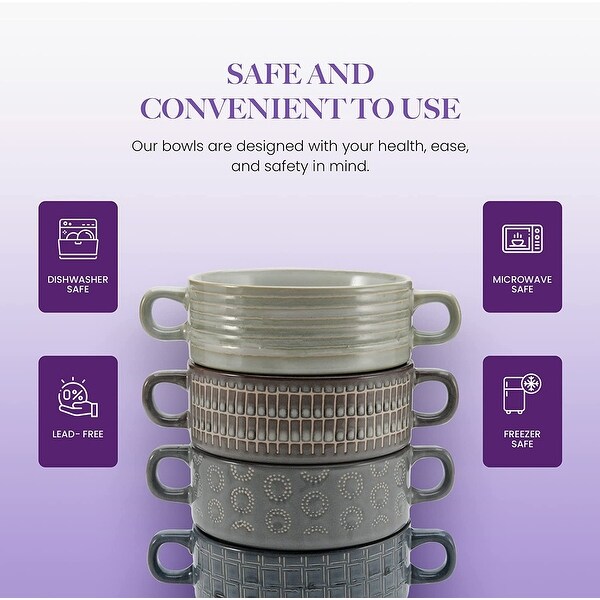 American Atelier Glazed Soup Bowls with Handles Set of 4 - 16 oz.