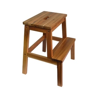 Acacia Wood Two Steps Stool Small Size Rectangle Top