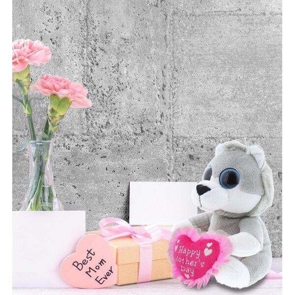 DolliBu Happy Mother’s Day Super Soft Sparkling Big Eye Wolf Plush - 6 inches