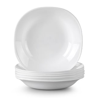 MALACASA Esmer 6-Piece Opal Glass White Soup plates Set