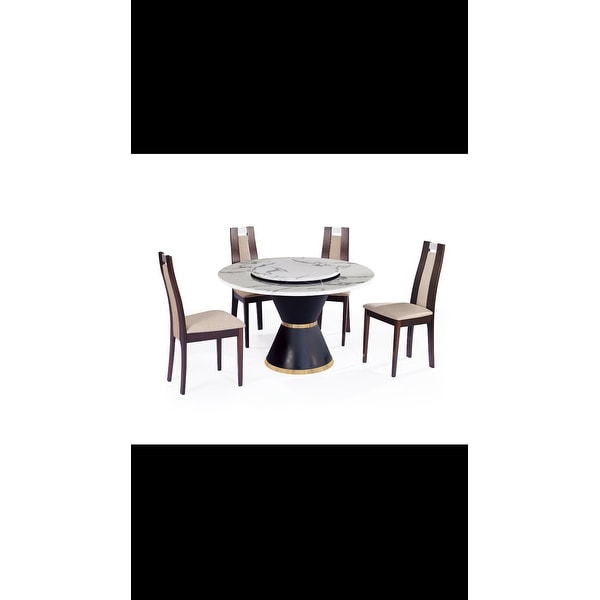 60'' Diameter Round Marble Table with Cubical Marble Base