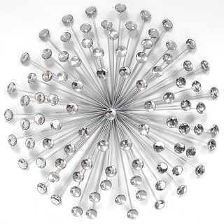 Stratton Home Decor Silver Acrylic Burst 24x24x5 Inch Metal Wall Art Decoration - 3.63