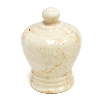 Creative Home Aladdin Collection Champagne Marble Cotton Ball Swab Holder, Bathroom Storage Jar - Beige