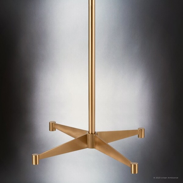 Luxury Vintage Floor Lamp, 24''W x 14''D x 63.5''H, with Mid-Century-Modern Elements, Aged Brass Finish and Metal Shade