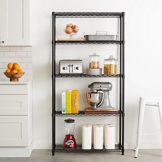 5 Tier Shelving Units Storage Rack Iron Shelving Organization,Black