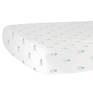 Fitted Crib Sheet Pineapples Gray - 52"x 28" x 9"