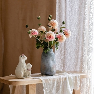 RusticReach Artificial Dahlia Flower Stem Pink White 29" Tall