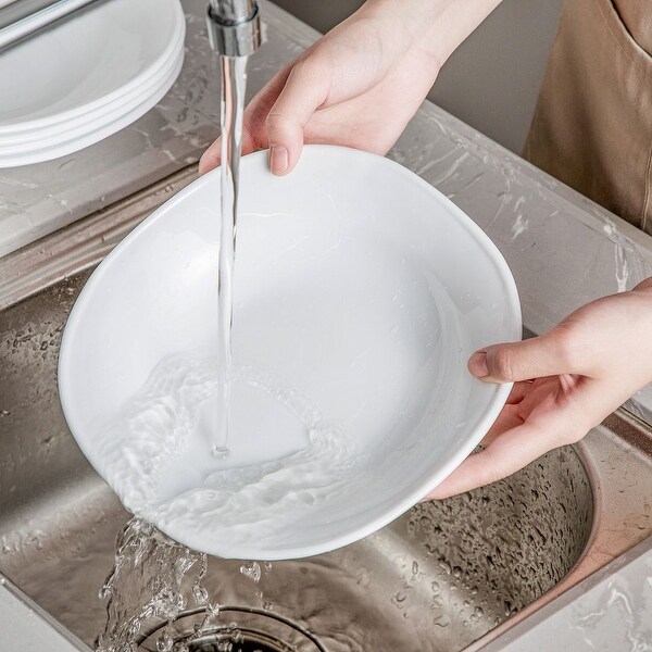 MALACASA Esmer 6-Piece Opal Glass White Soup plates Set