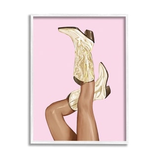 Stupell Industries Pink Country Cowgirl Boots Framed Giclee Art by Ziwei Li