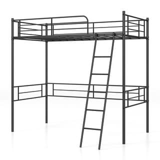 Metal Loft Twin Bed Frame Single High Loft Bed-Black