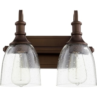 Quorum International Richmond Family 2 Light Clear Seeded Vanity Fixture. - Oiled Bronze