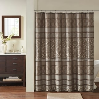 Madison Park Essentials Alexine Brown Jacquard Shower Curtain