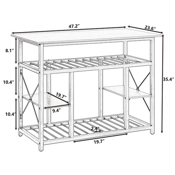 Nestfair Multifunctional Counter Height Kitchen Island with Large Worktop