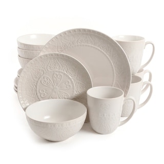 Gibson Elite Milanto 16 Pc Stoneware Dinnerware Set in Cream