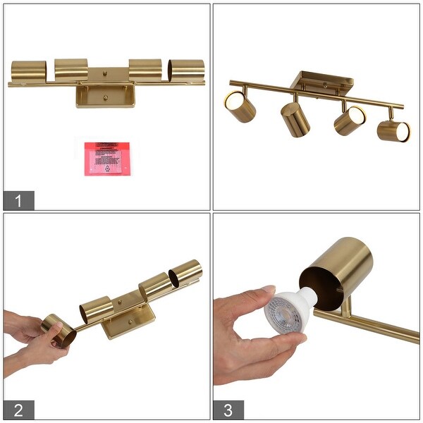 Modern 4-Light Adjustable Gold Track Lighting Linear Spotlight Ceiling Light - 19.5" L x 6.5" W x 4.5" H