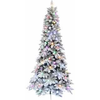 Fraser Hill Farm 6.5-Ft. White Tail Pine Snow Flocked Christmas Tree