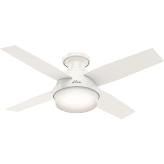 Fan Dempsey Low Profile Indoor Ceiling Fan with LED Light and Remote Control, Metal, Fresh White, 44 Inch