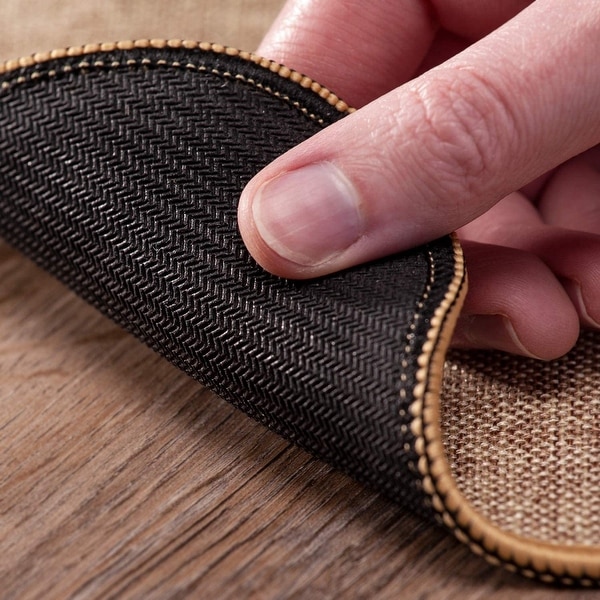 Natural Linen Look Decorative Low Profile Indoor/Outdoor Floor Mat with Recycled Rubber Back, Boho Welcome, 29.5" x 17.75".