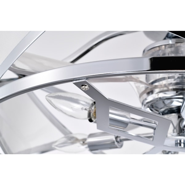 Daniya 23 Inch Chrome Polished Finish 6 Light, 3 Blade Ceiling Fandelier with Remote