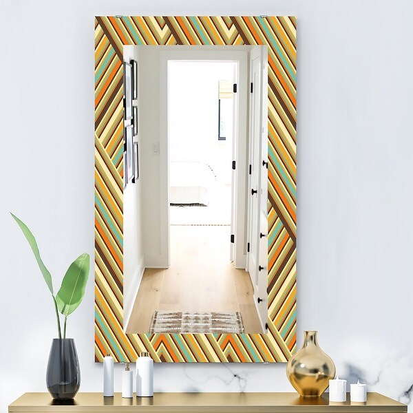 Designart 'Retro Square Waves' Bohemian and Eclectic Mirror - Frameless Modern Printed Wall Mirror