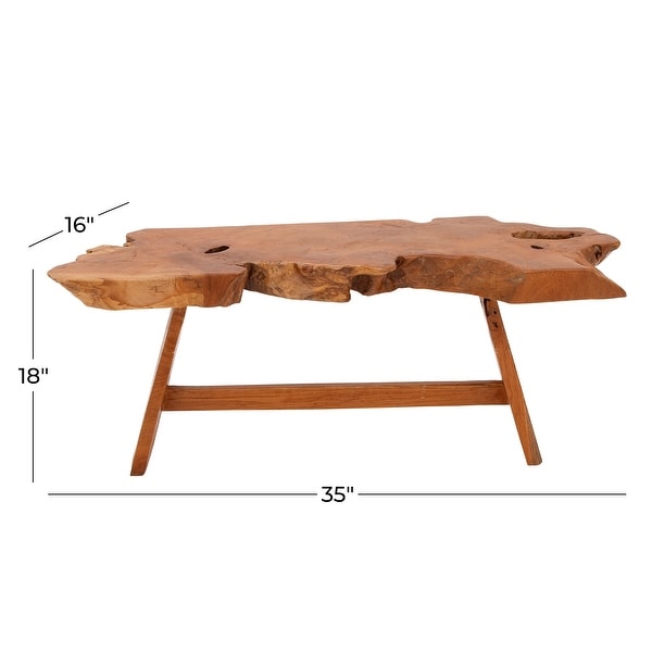 Brown Teak Contemporary Coffee Table 18 x 35 x 16 - 35 x 16 x 18
