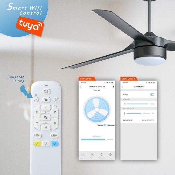 60 inch 6-Blade Smart Ceiling Fan with LED Light and Remote Control, 6-Speed DC Motor