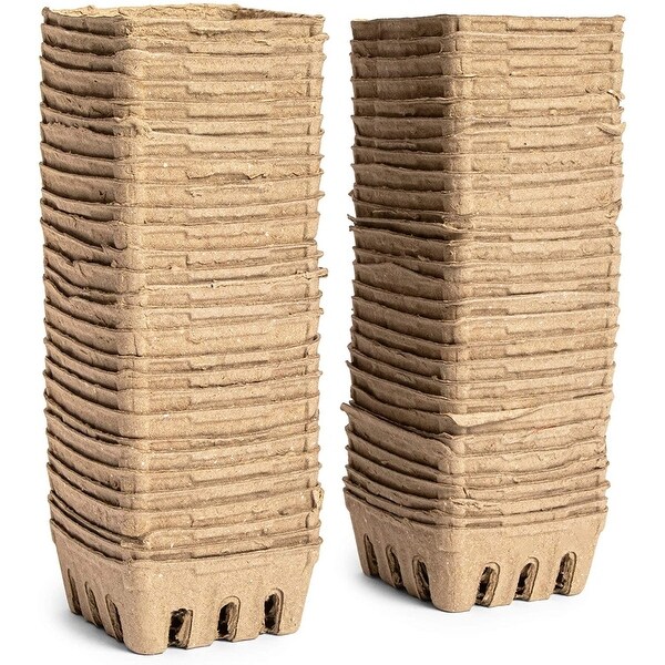 Pulp Fiber Berry Basket for Fruit (1/2 Pint, 4 x 4 x 1.81 Inches, 60 Pack)