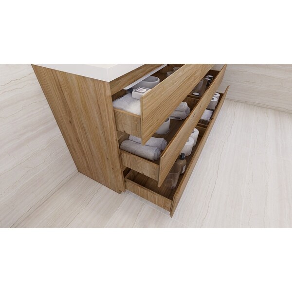 Angeles 72" freestanding bath vanity with dual basin reinforced acrylic top