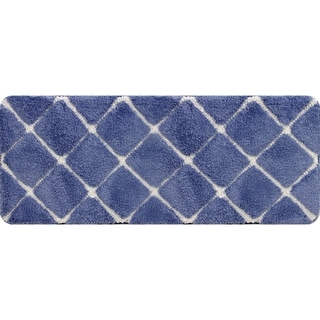 Trellis Foam Bath Mat Mid Blue
