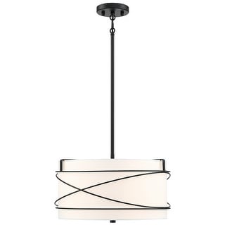 Tetra 3-Light Drum Pendant Chandelier with Black Canopy - 16 in. W